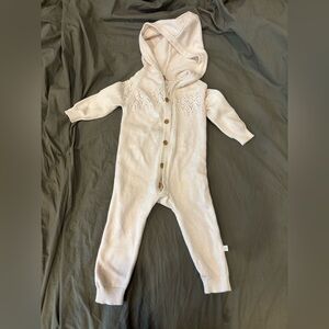 Carter's Cream organic cotton Knit Hooded Footie (READ DESCRIPTION)